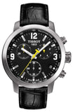 Buy Shop Tissot PRC 200 Chronograph Black Dial Black Leather Strap Watch For Men - T055.417.16.057.00 USA Online