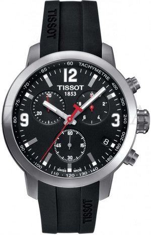 Buy Shop Tissot PRC 200 Chronograph Black Dial Black Rubber Strap Watch for Men - T114.417.17.057.00 USA Online