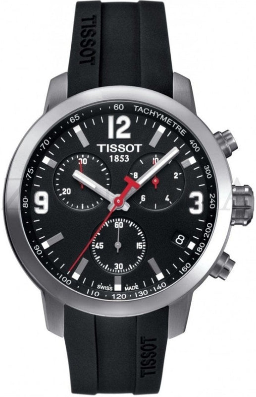 Buy Shop Tissot PRC 200 Chronograph Black Dial Black Rubber Strap Watch for Men - T114.417.17.057.00 USA Online