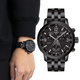 Buy Shop Tissot PRC 200 Chronograph Black Dial Black Steel Strap Watch For Men - T114.417.33.057.00 USA Online