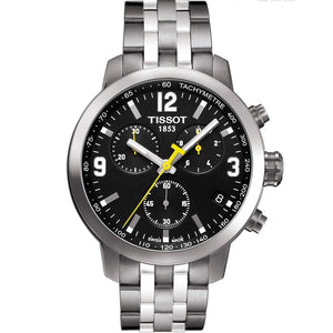 Buy Shop Tissot PRC 200 Chronograph Black Dial Silver Steel Strap Watch For Men - T055.417.11.057.00 USA Online