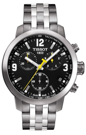 Buy Shop Tissot PRC 200 Chronograph Black Dial Silver Steel Strap Watch For Men - T055.417.11.057.00 USA Online