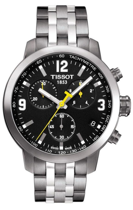 Buy Shop Tissot PRC 200 Chronograph Black Dial Silver Steel Strap Watch For Men - T055.417.11.057.00 USA Online