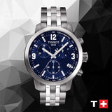 Buy Shop Tissot PRC 200 Chronograph Blue Dial Silver Steel Strap Watch For Men - T055.417.11.047.00 USA Online