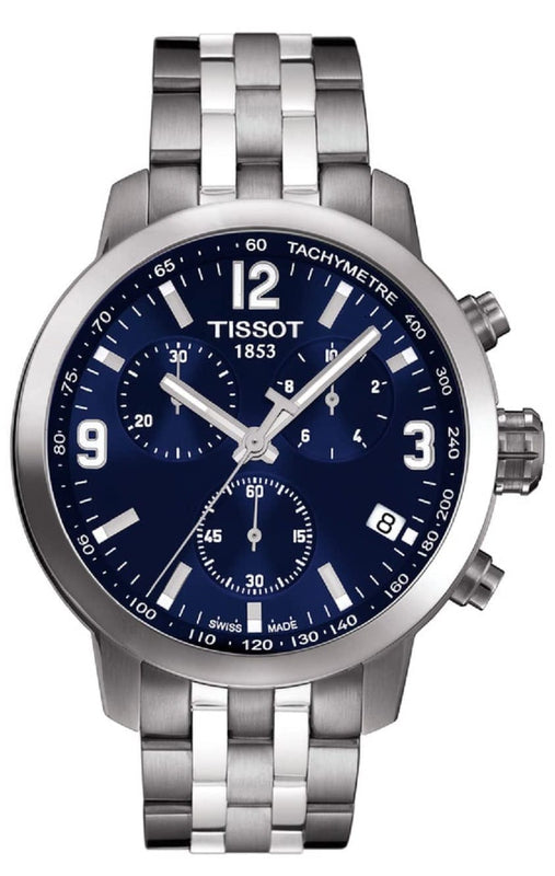 Buy Shop Tissot PRC 200 Chronograph Blue Dial Silver Steel Strap Watch For Men - T055.417.11.047.00 USA Online