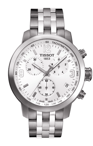Buy Shop Tissot PRC 200 Chronograph Quartz Silver Dial Silver Steel Strap Watch For Men - T055.417.11.037.00 USA Online