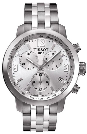 Buy Shop Tissot PRC 200 Chronograph Quartz Silver Dial Silver Steel Strap Watch For Men - T055.417.11.037.00 USA Online