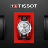 Buy Shop Tissot PRC 200 Chronograph Silver Dial Brown Leather Strap Watch For Men - T055.417.16.037.00 USA Online