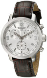 Buy Shop Tissot PRC 200 Chronograph Silver Dial Brown Leather Strap Watch For Men - T055.417.16.037.00 USA Online