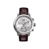 Buy Shop Tissot PRC 200 Chronograph Silver Dial Brown Leather Strap Watch For Men - T055.417.16.037.00 USA Online