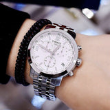 Buy Shop Tissot PRC 200 Chronograph White Dial Silver Steel Strap Watch For Men - T055.417.11.017.00 USA Online