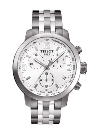 Buy Shop Tissot PRC 200 Chronograph White Dial Silver Steel Strap Watch For Men - T055.417.11.017.00 USA Online