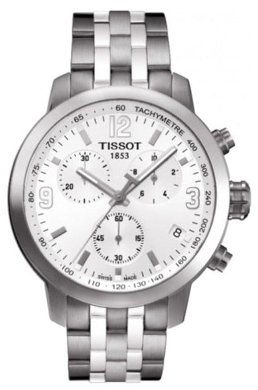 Buy Shop Tissot PRC 200 Chronograph White Dial Silver Steel Strap Watch For Men - T055.417.11.017.00 USA Online