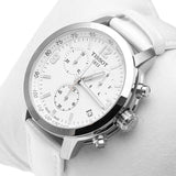 Buy Shop Tissot PRC 200 Chronograph White Dial White Leather Strap Watch For Men - T055.417.16.017.00 USA Online