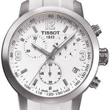Buy Shop Tissot PRC 200 Chronograph White Dial White Leather Strap Watch For Men - T055.417.16.017.00 USA Online