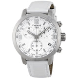 Buy Shop Tissot PRC 200 Chronograph White Dial White Leather Strap Watch For Men - T055.417.16.017.00 USA Online