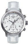 Buy Shop Tissot PRC 200 Chronograph White Dial White Leather Strap Watch For Men - T055.417.16.017.00 USA Online