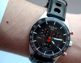 Buy Shop Tissot PRS 516 Chronograph Black Dial Black Leather Strap Watch For Men - T100.417.16.051.00 USA Online