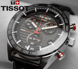 Buy Shop Tissot PRS 516 Chronograph Black Dial Black Leather Strap Watch For Men - T100.417.16.051.00 USA Online