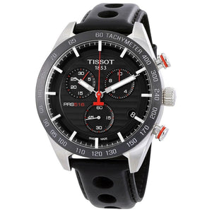 Buy Shop Tissot PRS 516 Chronograph Black Dial Black Leather Strap Watch For Men - T100.417.16.051.00 USA Online