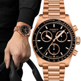 Buy Shop Tissot PRS 516 Chronograph Black Dial Rose Gold Steel Strap Watch for Men - T149.417.33.051.00 USA Online
