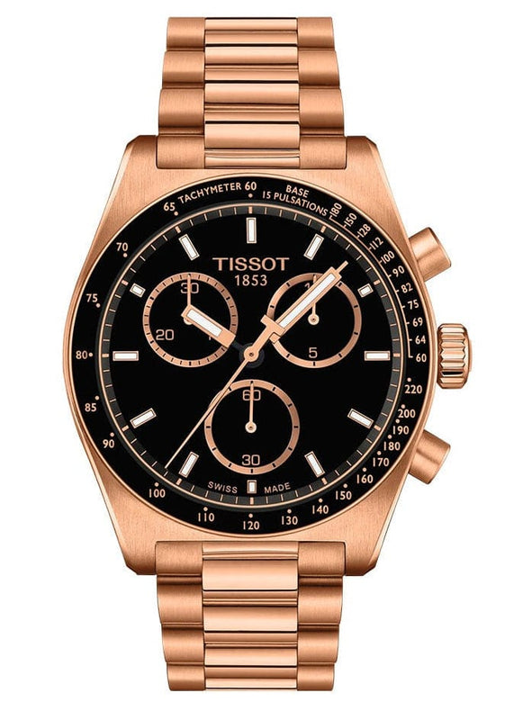 Buy Shop Tissot PRS 516 Chronograph Black Dial Rose Gold Steel Strap Watch for Men - T149.417.33.051.00 USA Online