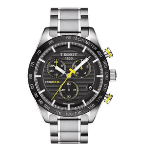 Buy Shop Tissot PRS 516 Chronograph Black Dial Silver Steel Strap Watch For Men - T100.417.11.051.00 USA Online