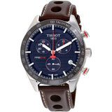 Buy Shop Tissot PRS 516 Chronograph Blue Dial Brown Leather Strap Watch For Men - T100.417.16.041.00 USA Online