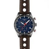 Buy Shop Tissot PRS 516 Chronograph Blue Dial Brown Leather Strap Watch For Men - T100.417.16.041.00 USA Online