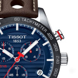 Buy Shop Tissot PRS 516 Chronograph Blue Dial Brown Leather Strap Watch For Men - T100.417.16.041.00 USA Online