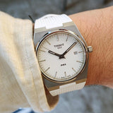 Buy Shop Tissot PRX 40 White Dial White Rubber Strap Watch For Men - T137.410.17.011.00 USA Online