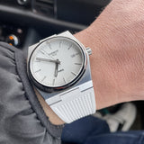 Buy Shop Tissot PRX 40 White Dial White Rubber Strap Watch For Men - T137.410.17.011.00 USA Online