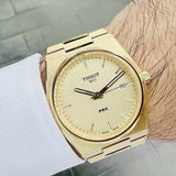Buy Shop Tissot PRX Champagne Yellow Gold Dial Gold Steel Strap Watch for Men - T137.410.33.021.00 USA Online