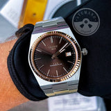 Tissot PRX Powermatic 80 18K Gold Brown Dial Silver Steel Strap Watch for Men - T931.407.41.291.00