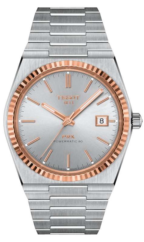 Buy Shop Tissot PRX Powermatic 80 18K Silver Dial Silver Steel Strap Watch for Men - T931.407.41.031.00 USA Online