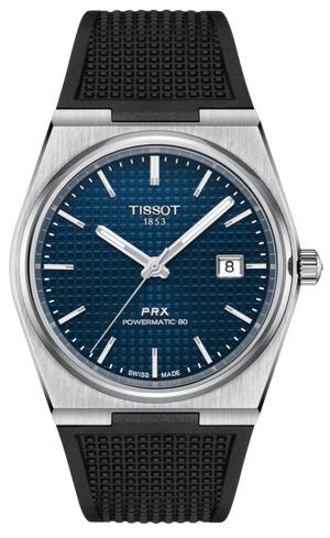 Buy Shop Tissot PRX Powermatic 80 Blue Dial Black Rubber Strap Watch for Men - T137.407.17.041.00 USA Online