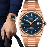 Buy Shop Tissot PRX Powermatic 80 Blue Dial Rose Gold Steel Strap Watch for Men - T137.407.33.041.00 USA Online
