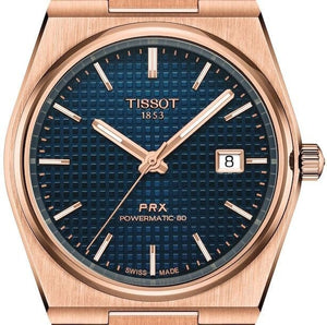 Buy Shop Tissot PRX Powermatic 80 Blue Dial Rose Gold Steel Strap Watch for Men - T137.407.33.041.00 USA Online