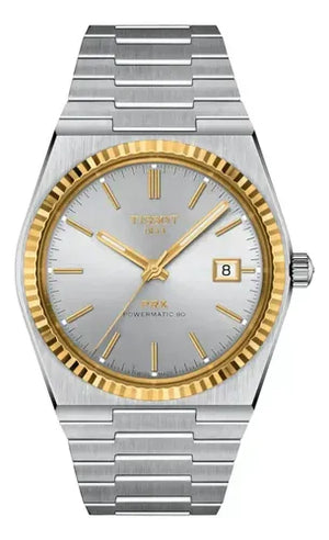 Buy Shop Tissot PRX Powermatic 80 Gold Automatic Silver Dial Silver Steel Strap Watch for Men - T931.407.41.031.01 USA Online