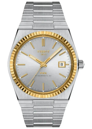 Buy Shop Tissot PRX Powermatic 80 Gold Automatic Silver Dial Silver Steel Strap Watch for Men - T931.407.41.031.01 USA Online