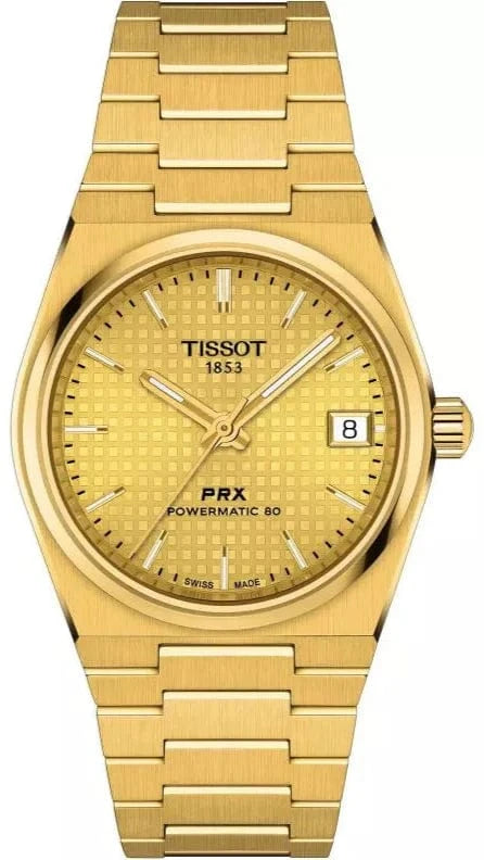 Buy Shop Tissot PRX Powermatic 80 Gold Dial Gold Steel Strap Watch for Men - T137.207.33.021.00 USA Online