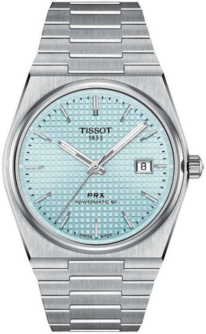 Buy Shop Tissot PRX Powermatic 80 Ice Blue Tiffany Dial Silver Steel Strap Watch for Men - T137.407.11.351.00 USA Online