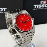 Buy Shop Tissot PRX Quartz Red Dial Silver Steel Strap Watch for Men - T137.410.11.421.00 USA Online