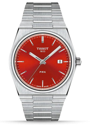 Buy Shop Tissot PRX Quartz Red Dial Silver Steel Strap Watch for Men - T137.410.11.421.00 USA Online