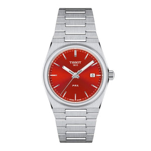 Buy Shop Tissot PRX Quartz Red Dial Silver Steel Strap Watch for Women - T137.210.11.421.00 USA Online