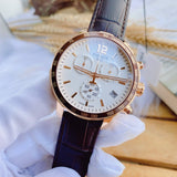 Buy Shop Tissot Quickster Chronograph 42mm White Dial Brown Leather Strap Watch For Men - T095.417.36.037.00 USA Online