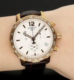 Buy Shop Tissot Quickster Chronograph 42mm White Dial Brown Leather Strap Watch For Men - T095.417.36.037.00 USA Online