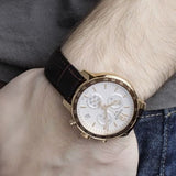 Buy Shop Tissot Quickster Chronograph 42mm White Dial Brown Leather Strap Watch For Men - T095.417.36.037.00 USA Online