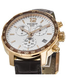 Buy Shop Tissot Quickster Chronograph 42mm White Dial Brown Leather Strap Watch For Men - T095.417.36.037.00 USA Online