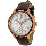 Buy Shop Tissot Quickster Chronograph 42mm White Dial Brown Leather Strap Watch For Men - T095.417.36.037.00 USA Online
